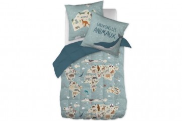 Couette imprimée 140x200 cm + taie d'oreiller - Map