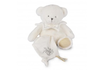 Ours blanc Pantin avec Doudou Mouchoir - Doudou 25 ans