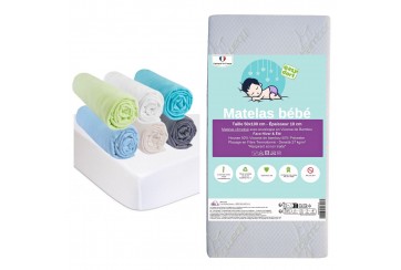 Matelas 50x100 + 6 Draps housse Océan + 2 Protèges-matelas