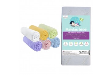 Matelas 60x120 + 6 draps housse + 2 protèges matelas