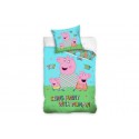 Parure de lit enfant 140x200 cm - 100% Coton - Peppa Pig Yay yay
